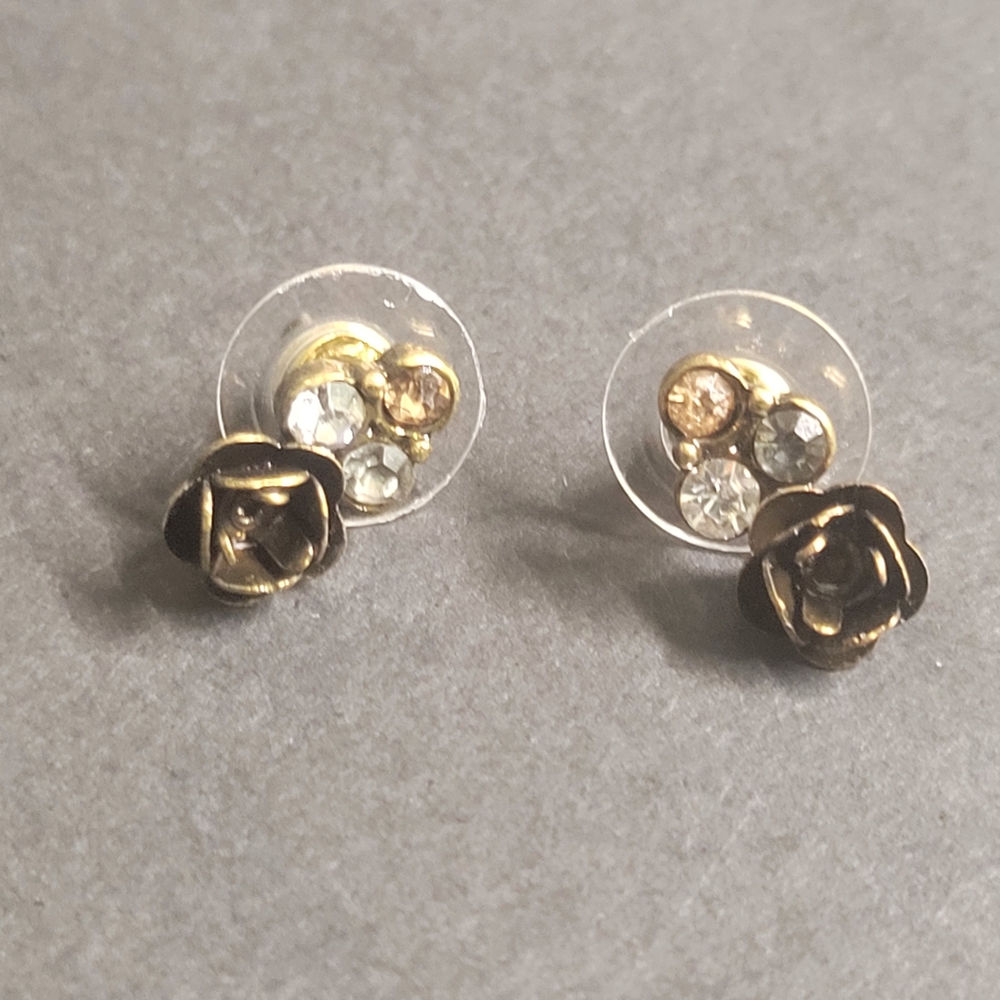 Gold Rose Stud Earrings